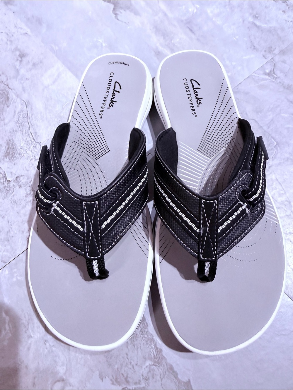Clarks Cloudsteppers Brinkley Jazz Women's Flip Flop Sandals Black Sz7